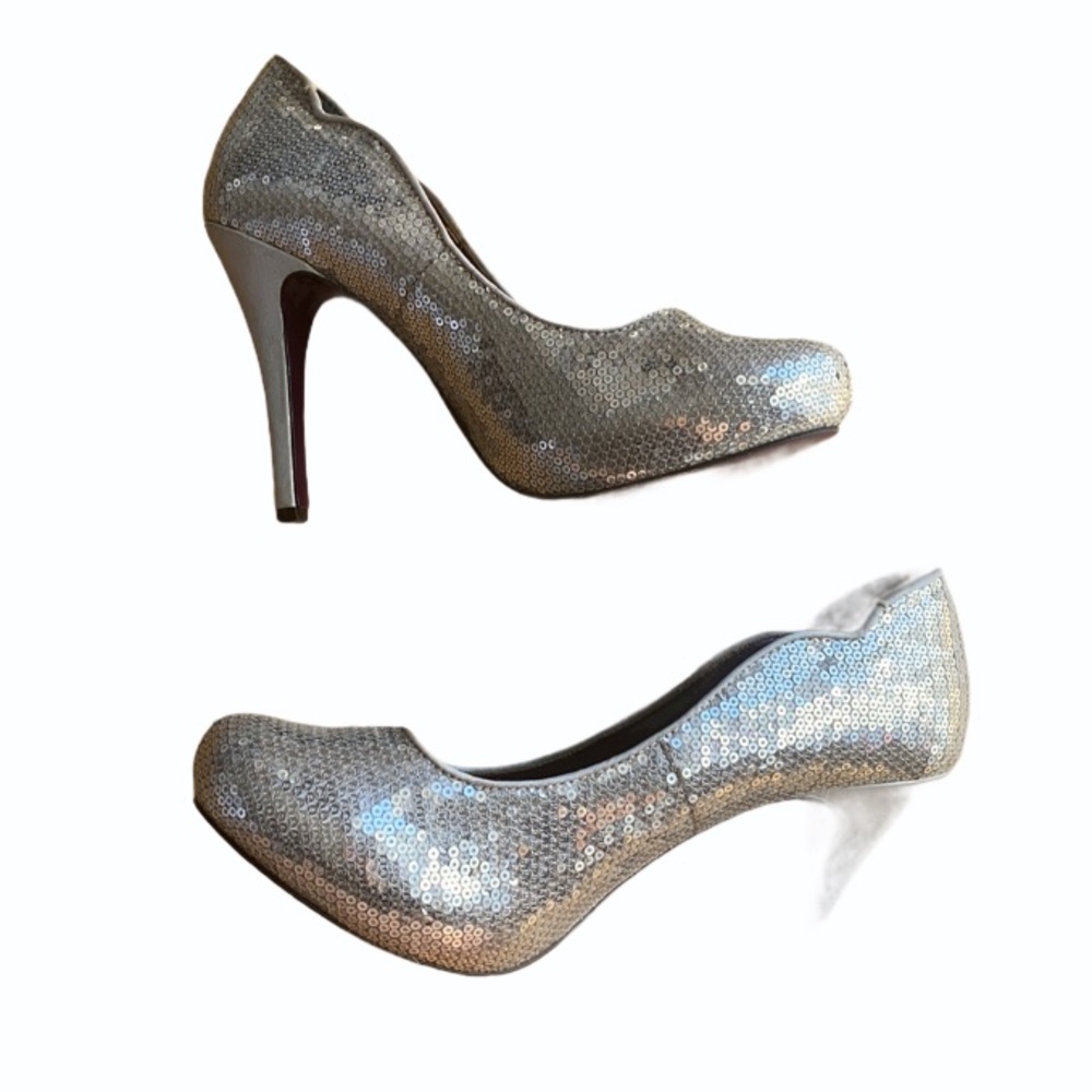 Nadara Silver Sequin Heels